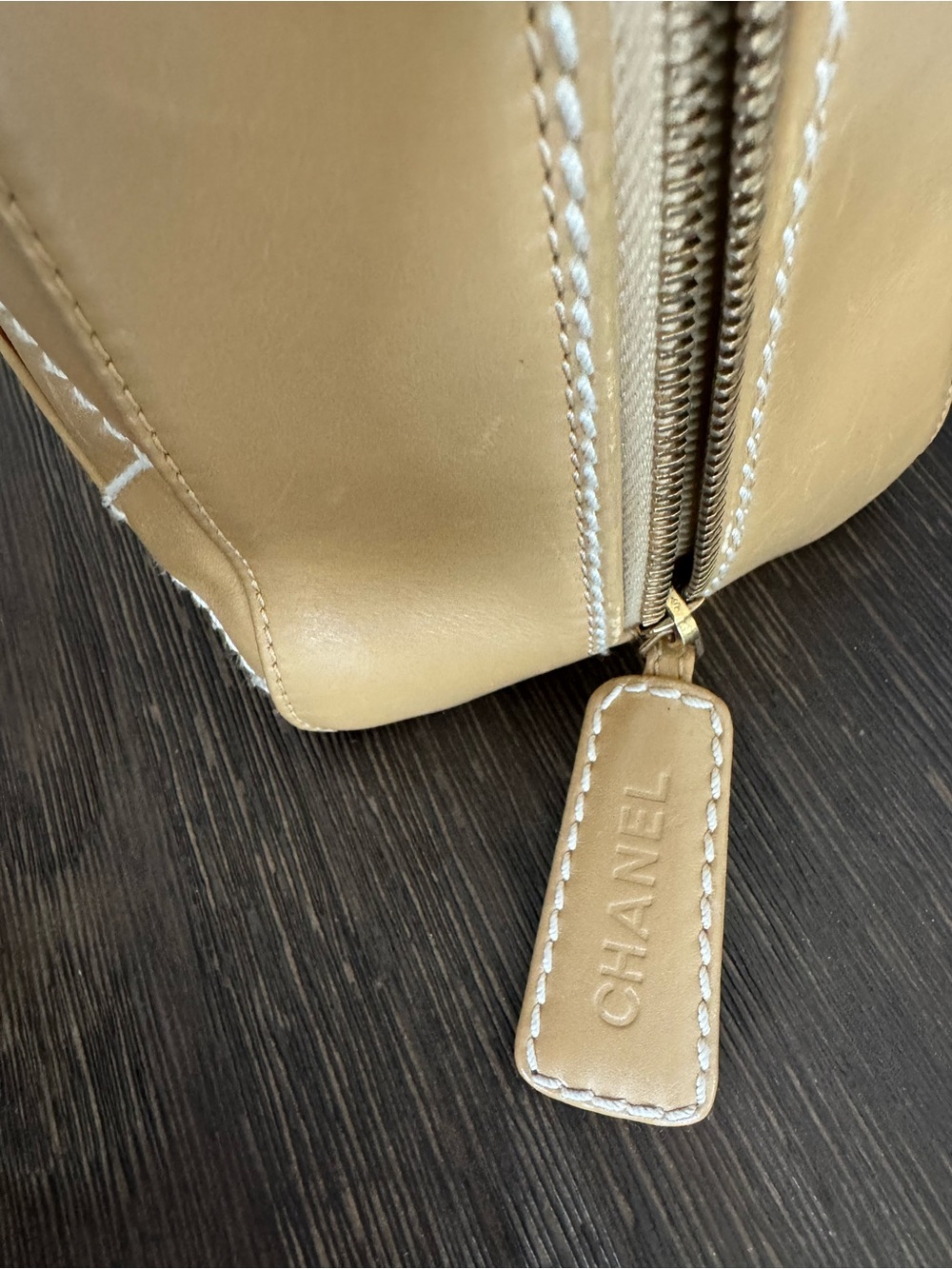 CHANEL Wild-stitch Surpique Bowler Bag in Tan/ Caramel with Gold Hardware - Picture 7 of 7